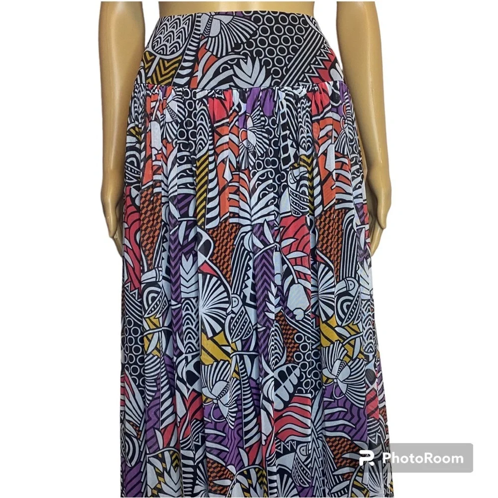 FARM Rio Black and Pink Pleated Maxi Skirt - Picture 12 of 16